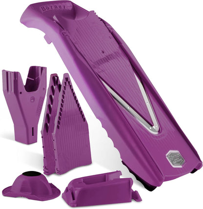 Mandoline Food Slicer V5 (Profi Set) by Reston Lloyd • V-Slicer with 4 Inserts, Docking Station & Food Holder • Made in Germany • Fruit & Vegetable Chopper • Multiple Settings • Color: White