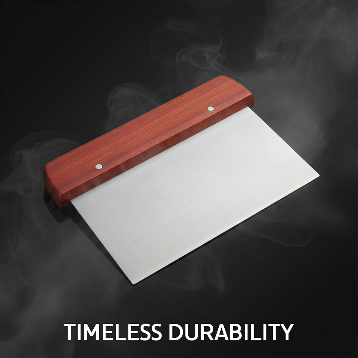 Stainless Steel Dough Cutter and Bench Scraper with White Plastic Handle - Pastry Scraper and Dough Divider for Bread, Pizza, Pastry, Baking Prep, and for Kitchen Use (5 7/8" x 4 1/4")