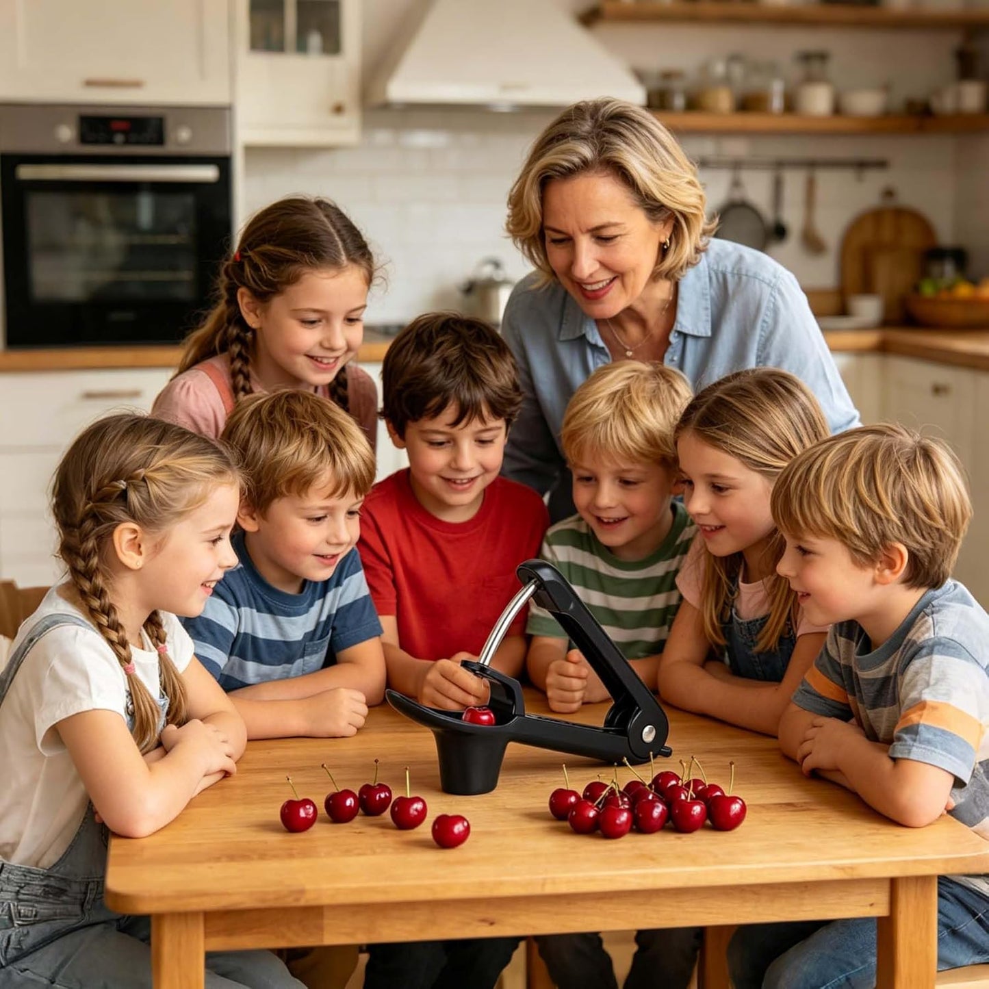 Cherry Pitter Multiple, Cherrys Pitter Corer Tool, Quick Portable Cherry Pitting Tool, Easy to Use for Making Cherry Jam - Pit 7 Cherries at Once, Saving Time & Effort-Dishwasher Safe