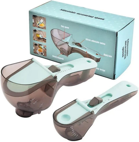 Adjustable Cube Measuring Spoons Set (Aqua Blue)