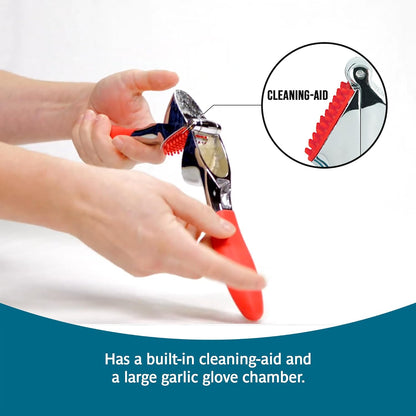 Garlic Press - Effortless Garlic Crusher with Built-In Cleaning Aid, Large Garlic Chamber, Comfortable Ergonomic Handle, BPA-Free & Dishwasher-Safe - Quick and Easy Meal Preparation