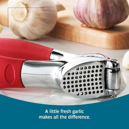 Garlic Press - Effortless Garlic Crusher with Built-In Cleaning Aid, Large Garlic Chamber, Comfortable Ergonomic Handle, BPA-Free & Dishwasher-Safe - Quick and Easy Meal Preparation