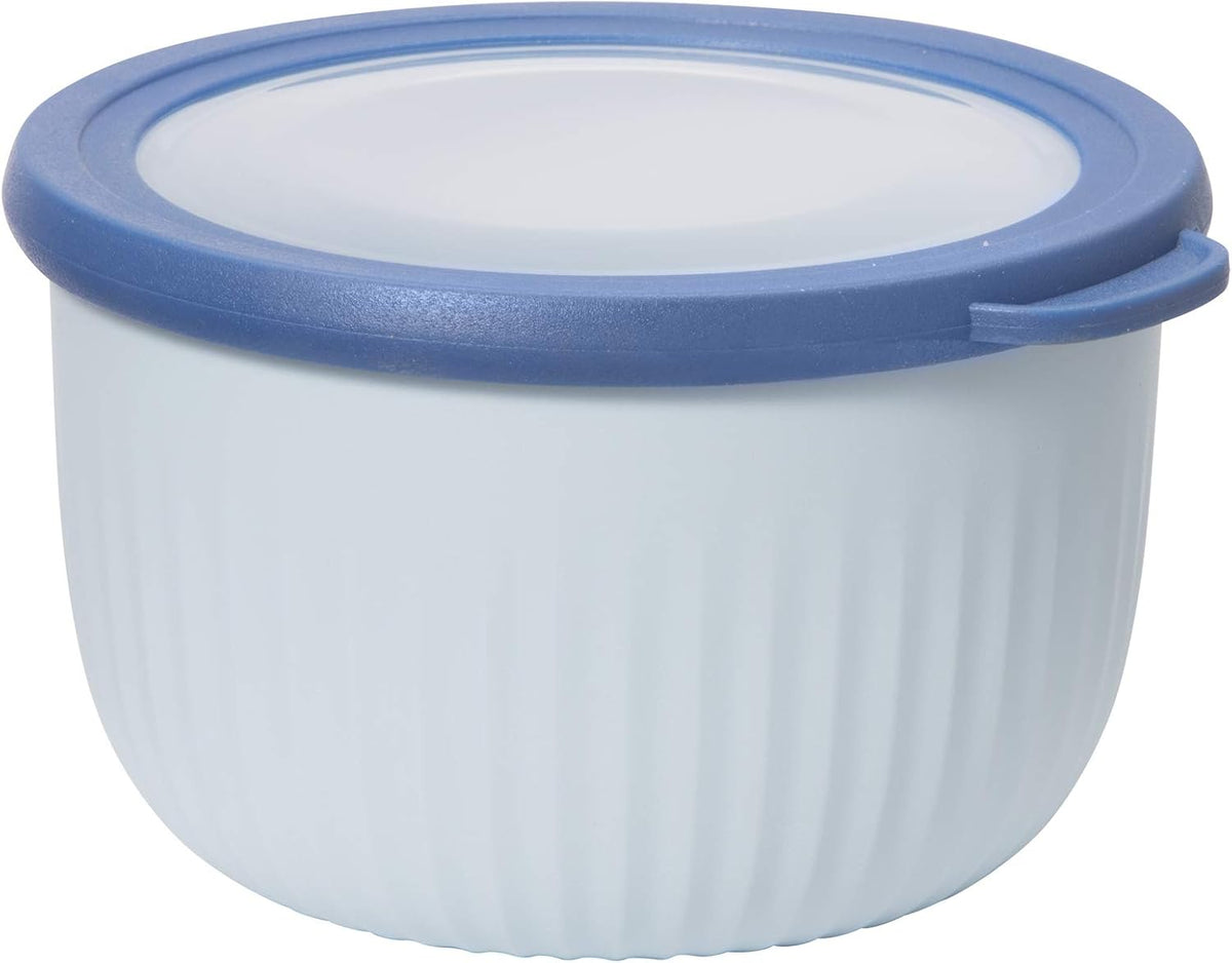Prep, Store & Serve Plastic Bowl w/See-Thru Lid- Dishwasher, Microwave & Freezer Safe, (4 qt) White/Aqua