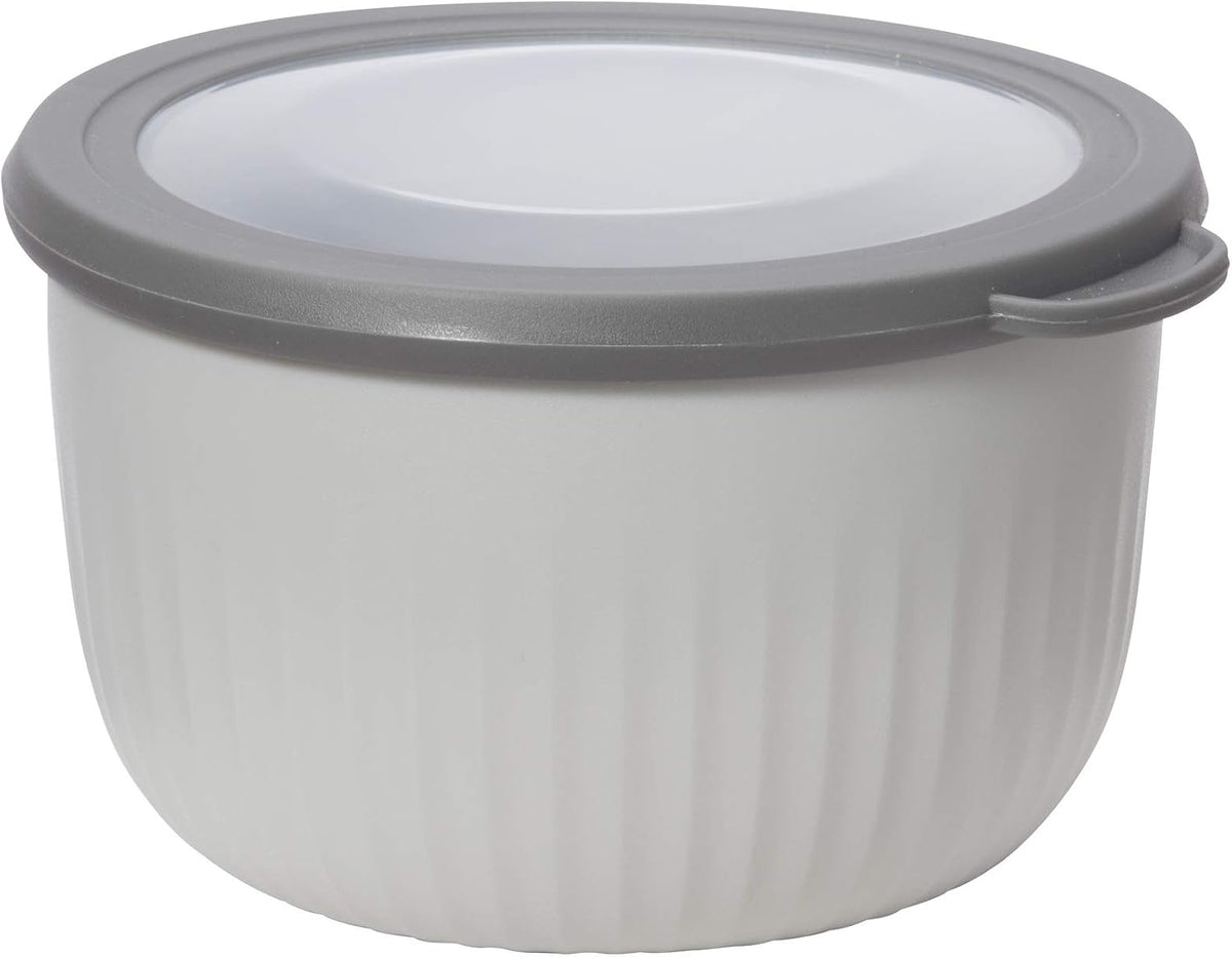 Prep, Store & Serve Plastic Bowl w/See-Thru Lid- Dishwasher, Microwave & Freezer Safe, (4 qt) White/Aqua