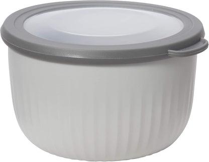 Prep, Store & Serve Plastic Bowl w/See-Thru Lid- Dishwasher, Microwave & Freezer Safe, (4 qt) White/Aqua