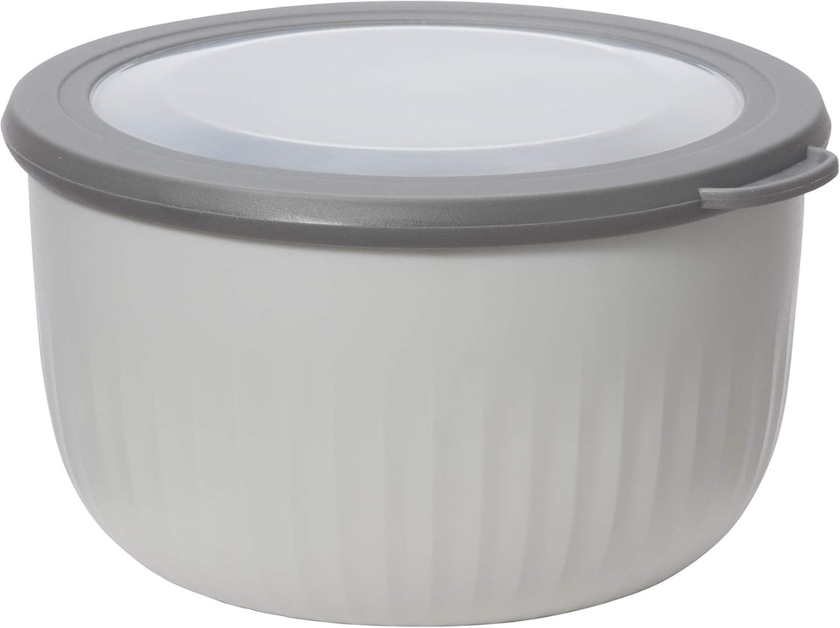 Prep, Store & Serve Plastic Bowl w/See-Thru Lid- Dishwasher, Microwave & Freezer Safe, (4 qt) White/Aqua