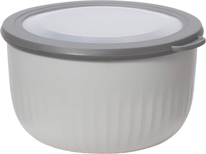 Prep, Store & Serve Plastic Bowl w/See-Thru Lid- Dishwasher, Microwave & Freezer Safe, (4 qt) White/Aqua