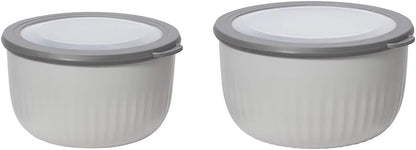 Prep, Store & Serve Plastic Bowl w/See-Thru Lid- Dishwasher, Microwave & Freezer Safe, (4 qt) White/Aqua