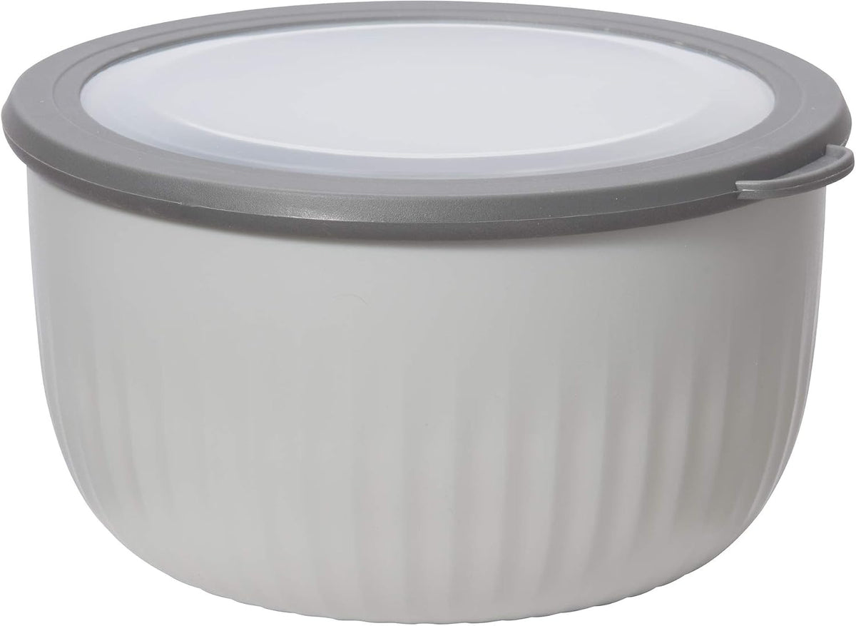 Prep, Store & Serve Plastic Bowl w/See-Thru Lid- Dishwasher, Microwave & Freezer Safe, (4 qt) White/Aqua