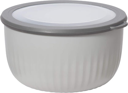 Prep, Store & Serve Plastic Bowl w/See-Thru Lid- Dishwasher, Microwave & Freezer Safe, (4 qt) White/Aqua