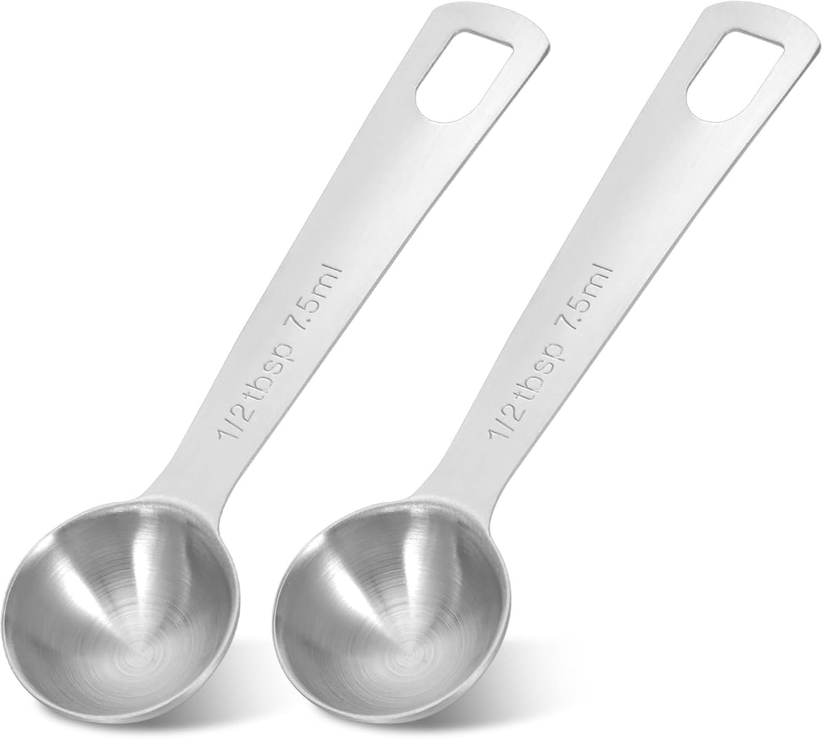 2Pcs 1 Teaspoon(1 Tsp | 1/3 Tbsp | 5 Ml | 5 Cc | 1/6 Oz) Measuring Spoons Stainless Steel Single Measuring Spoon Long Handle Scoop for Measuring Coffee Pet Food Grains Protein Spices Dry Goods -Silver