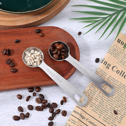 2Pcs 1 Teaspoon(1 Tsp | 1/3 Tbsp | 5 Ml | 5 Cc | 1/6 Oz) Measuring Spoons Stainless Steel Single Measuring Spoon Long Handle Scoop for Measuring Coffee Pet Food Grains Protein Spices Dry Goods -Silver