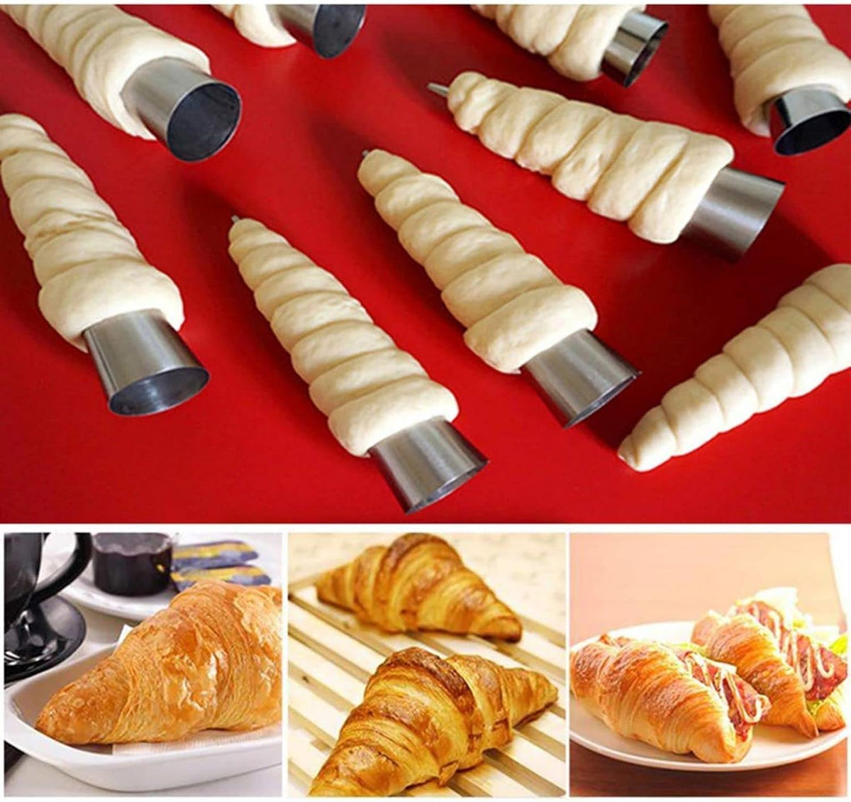 Non-stick Cream Cannoli Tubes, 12 Pcs Stainless Steel Baking Cones Pastry Roll Horn Croissant Mold Cannoli Shells with 1 Clean Brush - Pastry Baking Set for Christmas Cake Anniversary Party