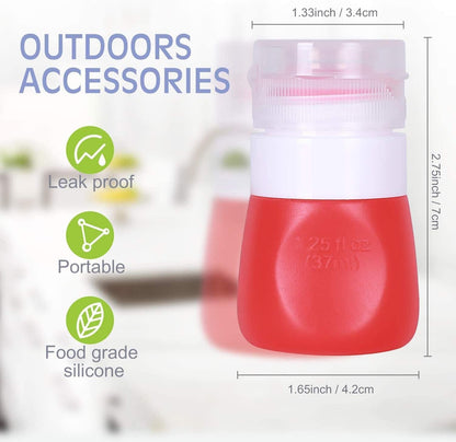 Squeeze Portable Salad Dressing Container to Go Bottles for Sauces, Mini Salad Dressing Bottles，Leakproof Condiment Storage Bottle, Mini Ketchup Bottle Dressing to Go for Lunch set of 4 (37ML)