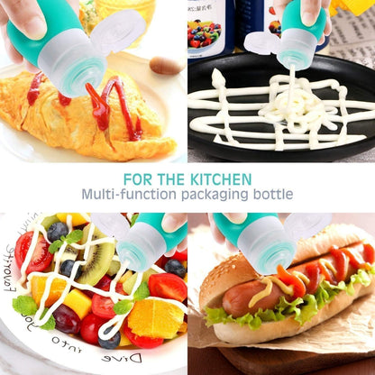Squeeze Portable Salad Dressing Container to Go Bottles for Sauces, Mini Salad Dressing Bottles，Leakproof Condiment Storage Bottle, Mini Ketchup Bottle Dressing to Go for Lunch set of 4 (37ML)