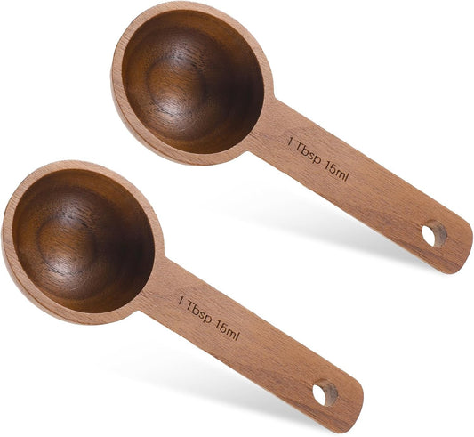 2PCS Wooden Tablespoon Measuring Spoon for Jars, Coffee Scoop for Ground Coffee Handmade Walnut Coffee-Scoop for Coffees Beans Tea Spices Tablespoon Home Kitchen Accessories for Jars Containers
