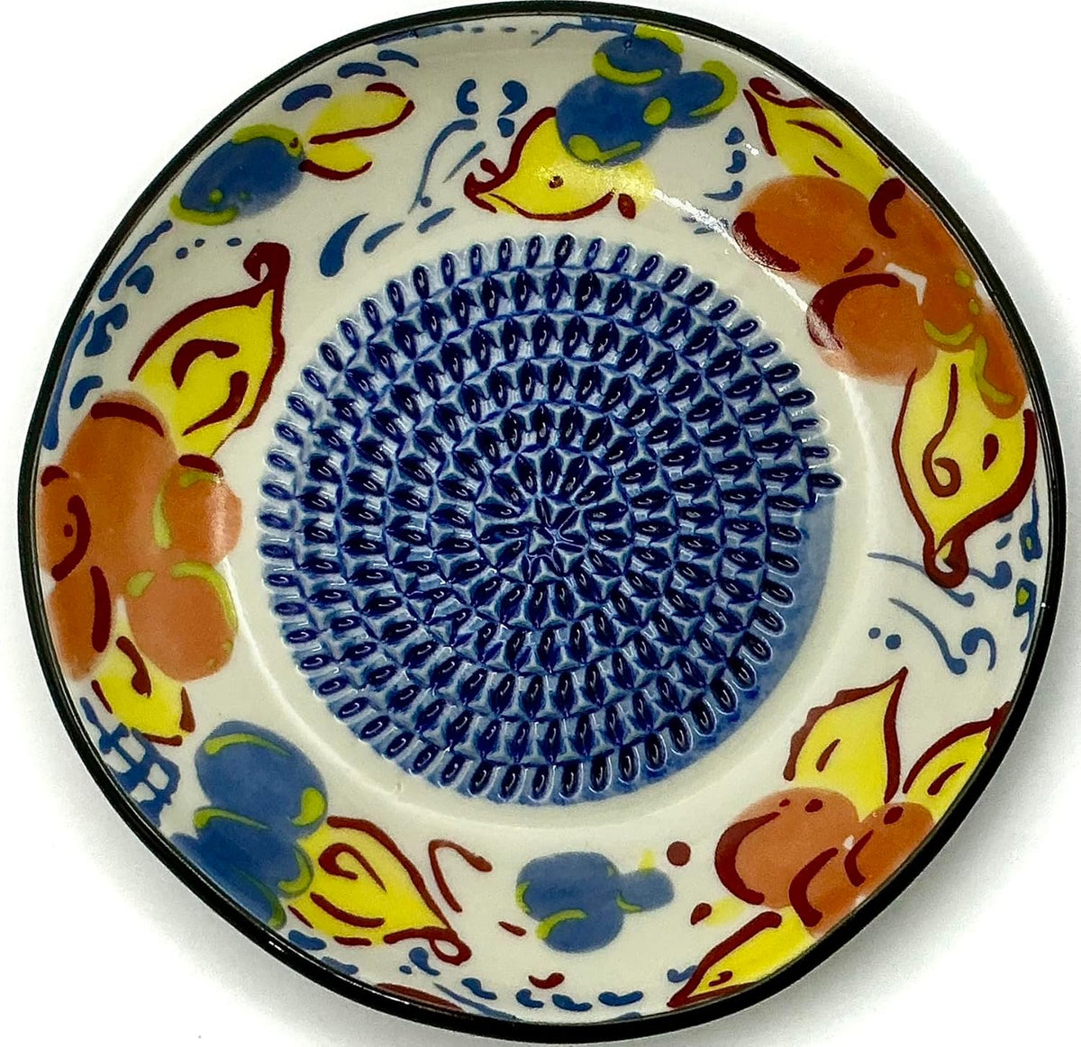 Premium Ceramic Garlic Grater Plate Set - Artisan Flower