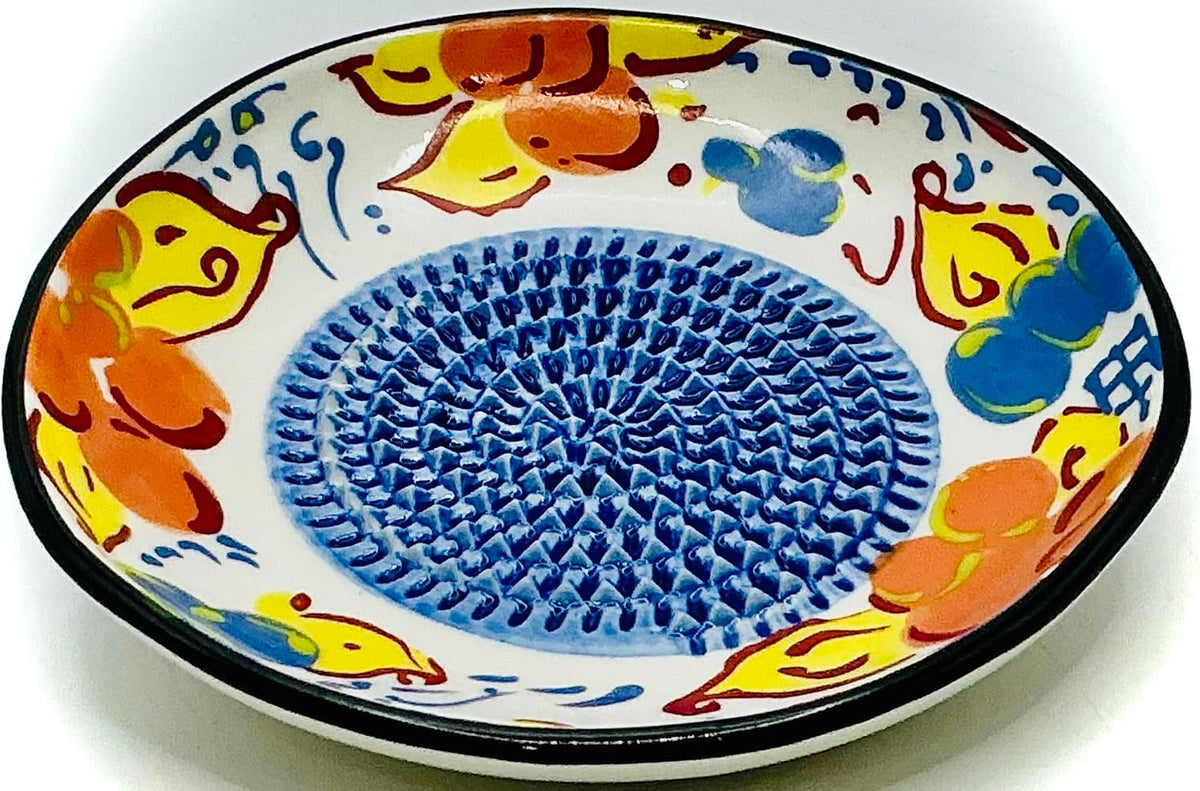 Premium Ceramic Garlic Grater Plate Set - Artisan Flower