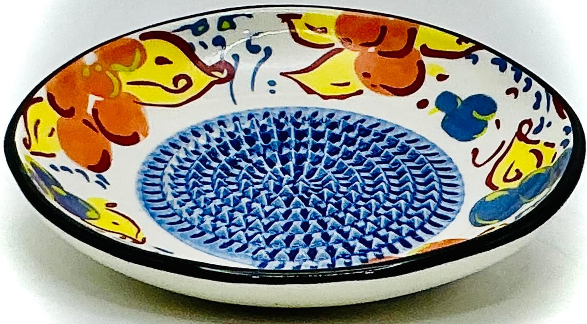Premium Ceramic Garlic Grater Plate Set - Artisan Flower