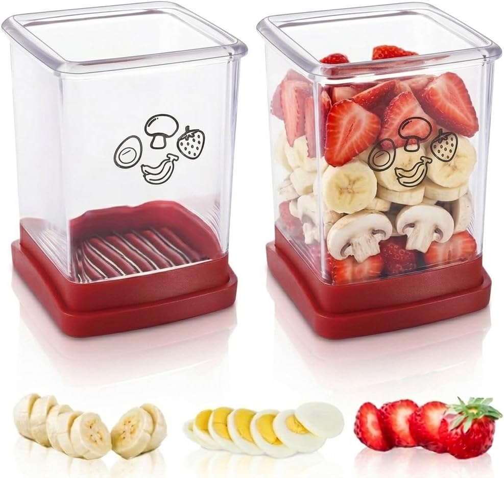 Fruit Cutter and Chopper – Cup Slicer for Strawberry, Grape, Banana, Mushroom, Kitchen Gadget for Fruits and Vegetables, Compact Slicing Tool