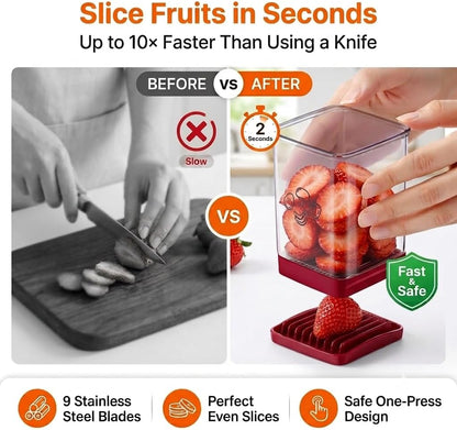 Fruit Cutter and Chopper – Cup Slicer for Strawberry, Grape, Banana, Mushroom, Kitchen Gadget for Fruits and Vegetables, Compact Slicing Tool
