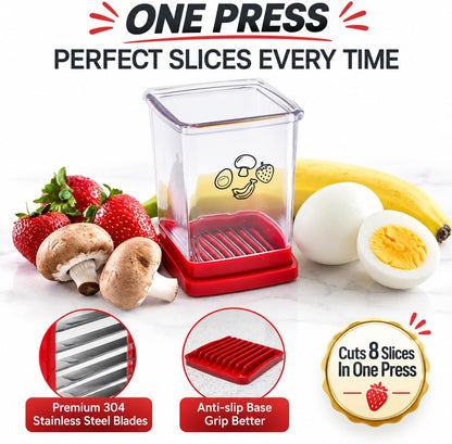 Fruit Cutter and Chopper – Cup Slicer for Strawberry, Grape, Banana, Mushroom, Kitchen Gadget for Fruits and Vegetables, Compact Slicing Tool
