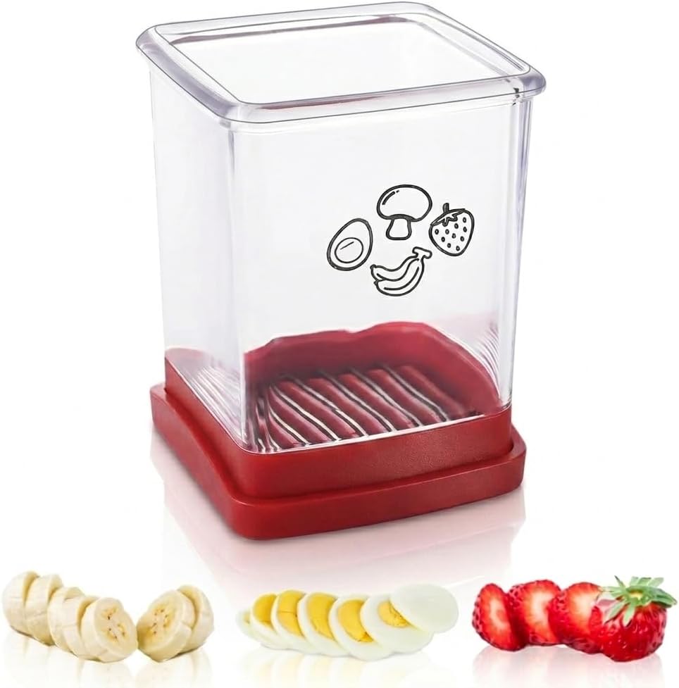 Fruit Cutter and Chopper – Cup Slicer for Strawberry, Grape, Banana, Mushroom, Kitchen Gadget for Fruits and Vegetables, Compact Slicing Tool