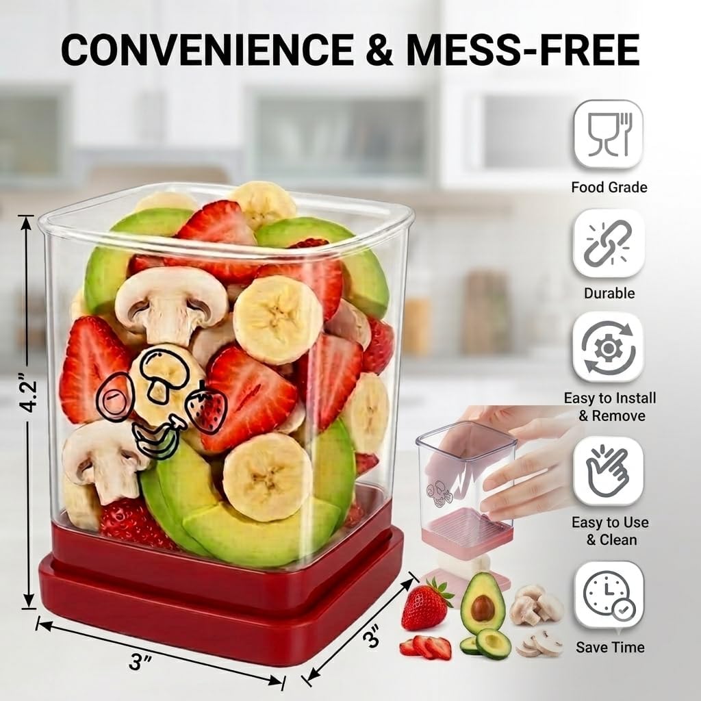 Fruit Cutter and Chopper – Cup Slicer for Strawberry, Grape, Banana, Mushroom, Kitchen Gadget for Fruits and Vegetables, Compact Slicing Tool