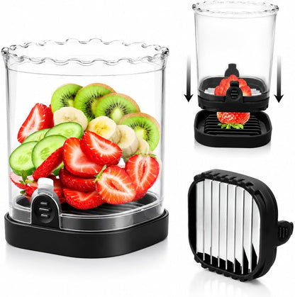 Fruit Cutter and Chopper – Cup Slicer for Strawberry, Grape, Banana, Mushroom, Kitchen Gadget for Fruits and Vegetables, Compact Slicing Tool