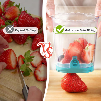 Fruit Cutter and Chopper – Cup Slicer for Strawberry, Grape, Banana, Mushroom, Kitchen Gadget for Fruits and Vegetables, Compact Slicing Tool