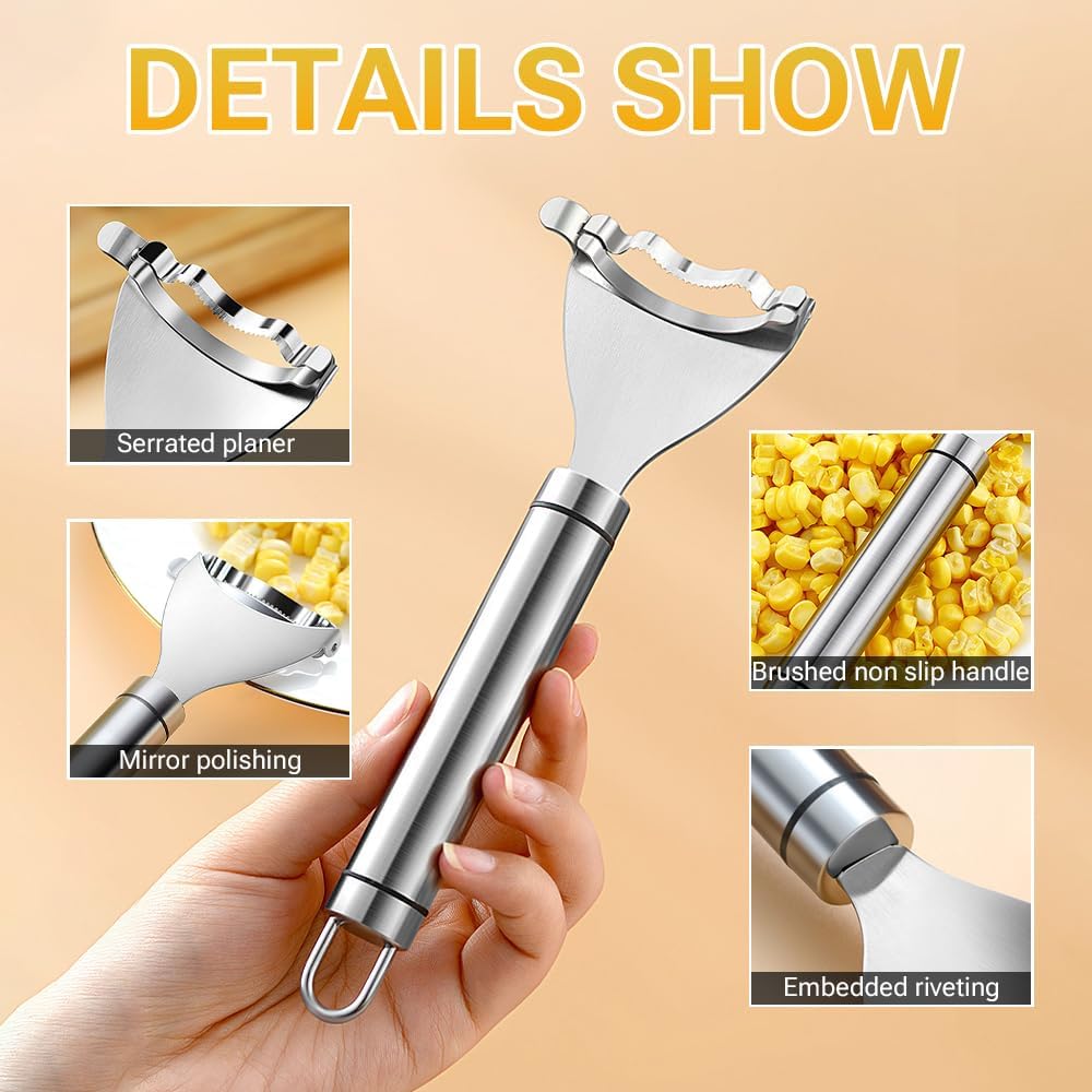 Corn Peeler Cob Stripper, Stainless Steel Cob Remover, Corn Planer Cutter Thresher Scraper, Stripping Tool for Home Kitchen, Corn Scraper