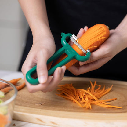 3-Piece Vegetable Peeler Set - Straight, Serrated & Julienne Y-Peeler, Dishwasher Safe, Ideal for Veggies & Fruits, Green