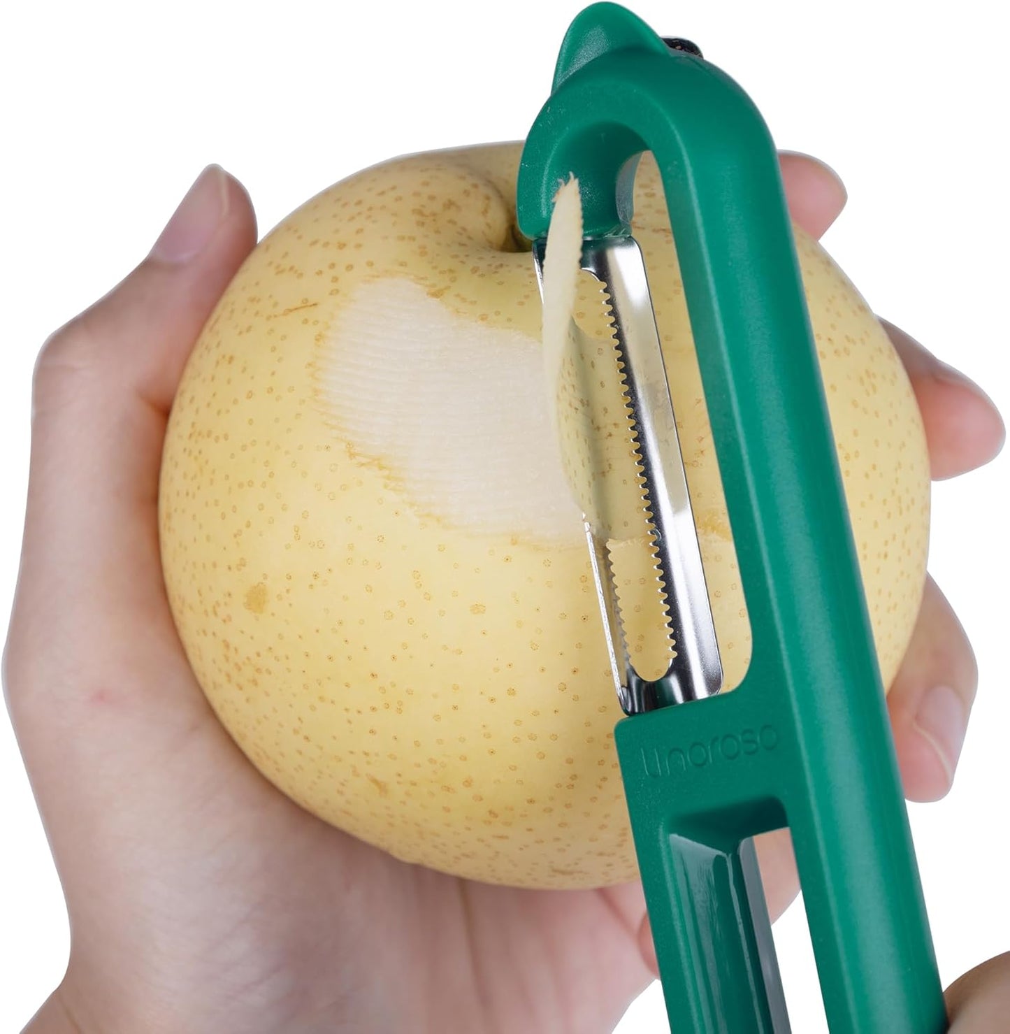 3-Piece Vegetable Peeler Set - Straight, Serrated & Julienne Y-Peeler, Dishwasher Safe, Ideal for Veggies & Fruits, Green