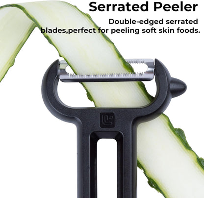 3-Piece Vegetable Peeler Set - Straight, Serrated & Julienne Y-Peeler, Dishwasher Safe, Ideal for Veggies & Fruits, Green