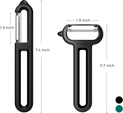 3-Piece Vegetable Peeler Set - Straight, Serrated & Julienne Y-Peeler, Dishwasher Safe, Ideal for Veggies & Fruits, Green