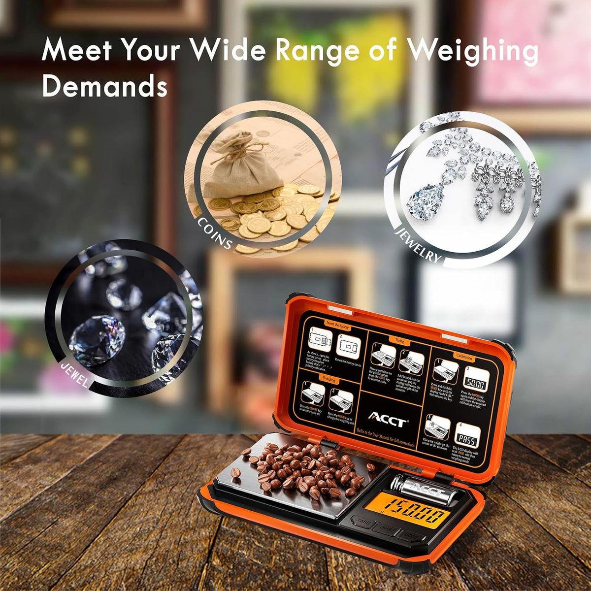 Precision Pocket Scale, 200gx0.01g Jewelry gram Scale