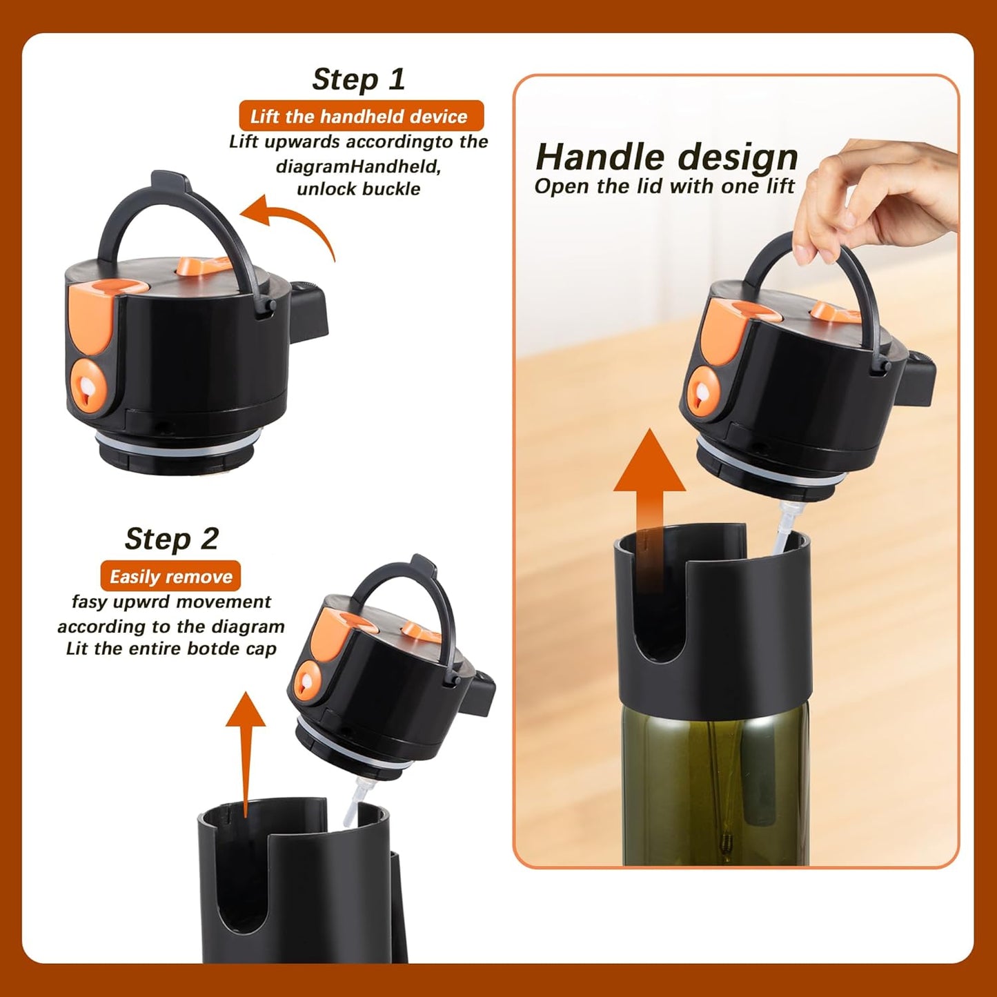 Glass 2 In 1 Olive Oil Dispenser Bottle for Kitchen Gadgets, Olive Oil Sprayer for Cooking 17oz/500ml (Light Blockage, Black)