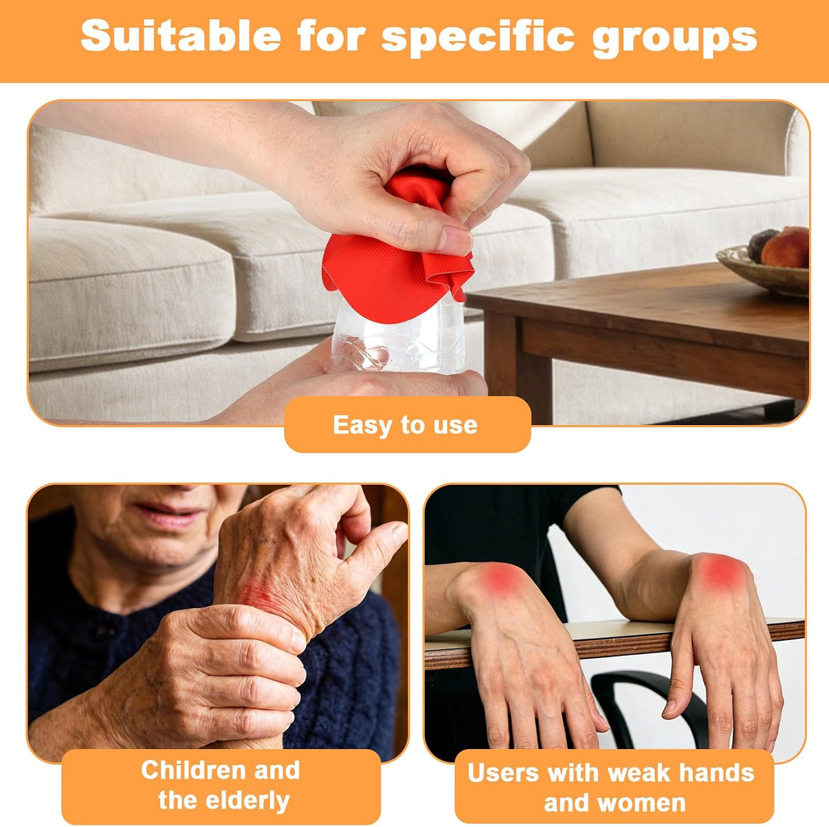 4pcs Jar Opener Gripper Pad for Seniors with Weak Hands, Rubber