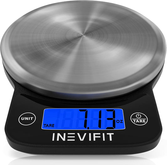 Digital Kitchen Scale, Highly Accurate Multifunction Food Scale 13 lbs 6kgs Max, Clean Modern Black with Premium Stainless Steel Finish. Includes Batteries
