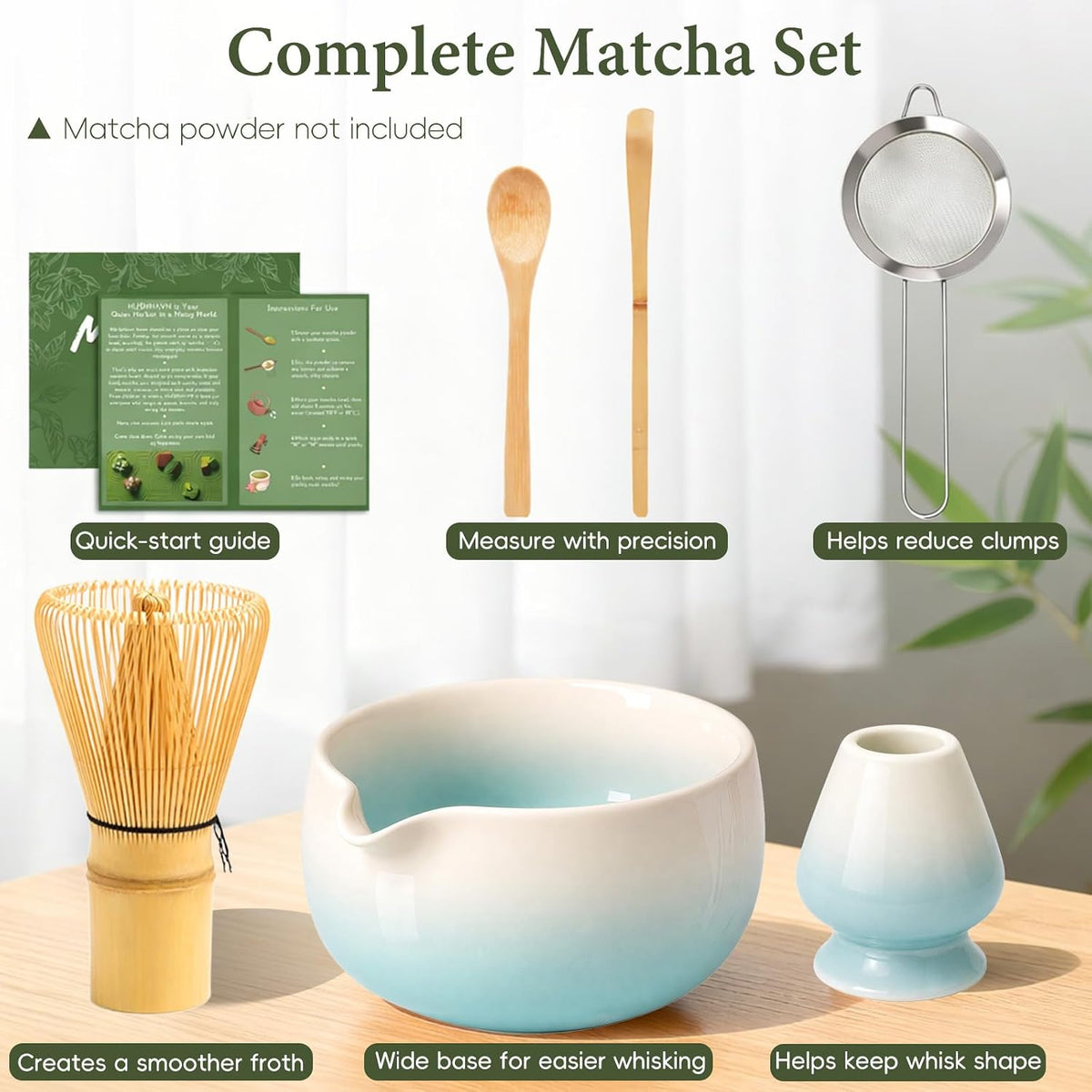 Matcha Whisk Set with Ceramic Bowl & Bamboo Chasen