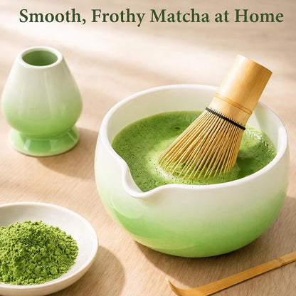 Matcha Whisk Set with Ceramic Bowl & Bamboo Chasen
