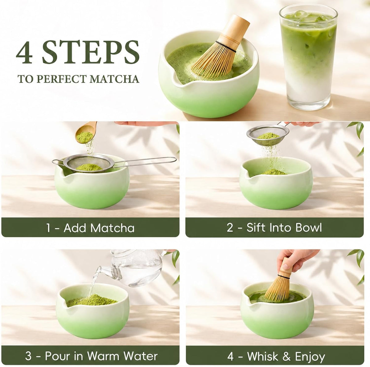 Matcha Whisk Set with Ceramic Bowl & Bamboo Chasen
