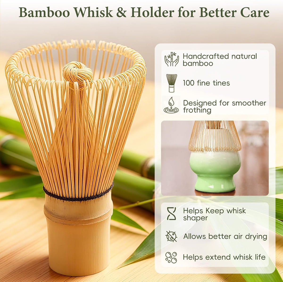 Matcha Whisk Set with Ceramic Bowl & Bamboo Chasen