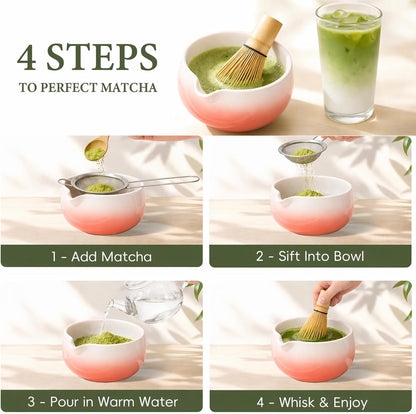 Matcha Whisk Set with Ceramic Bowl & Bamboo Chasen