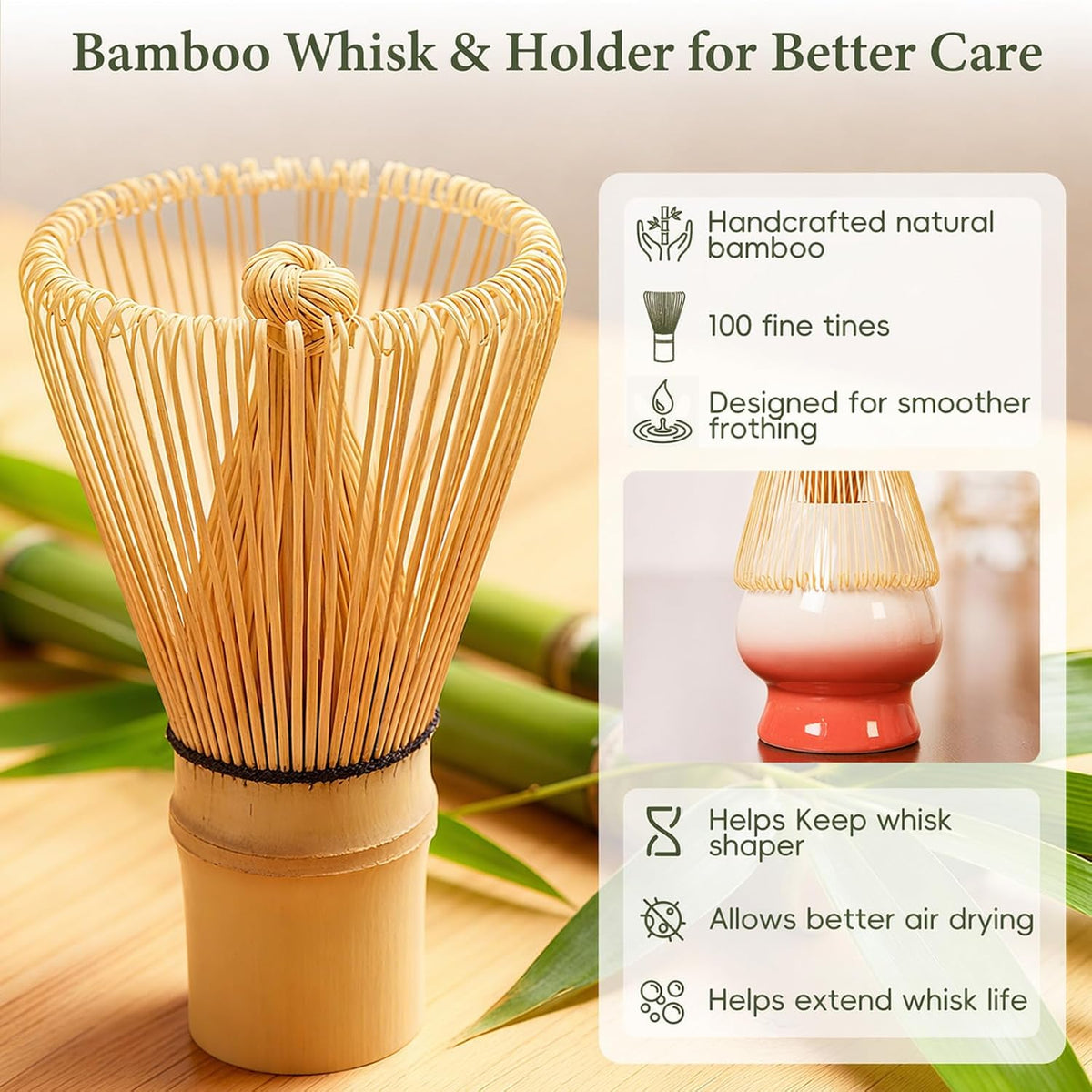 Matcha Whisk Set with Ceramic Bowl & Bamboo Chasen