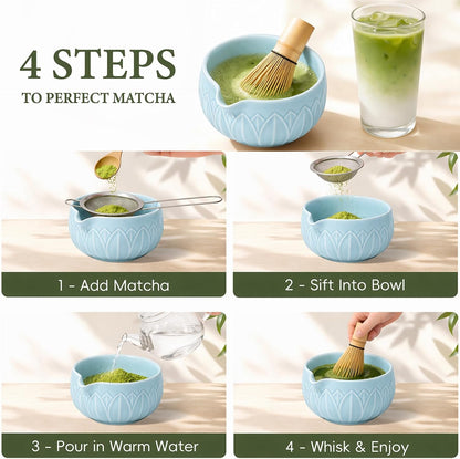 Matcha Whisk Set with Ceramic Bowl & Bamboo Chasen