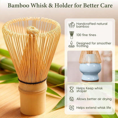 Matcha Whisk Set with Ceramic Bowl & Bamboo Chasen