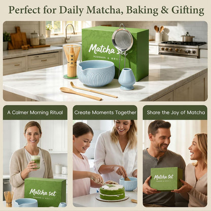 Matcha Whisk Set with Ceramic Bowl & Bamboo Chasen