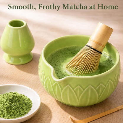 Matcha Whisk Set with Ceramic Bowl & Bamboo Chasen