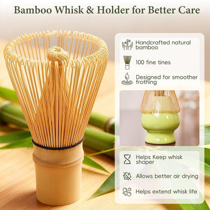 Matcha Whisk Set with Ceramic Bowl & Bamboo Chasen
